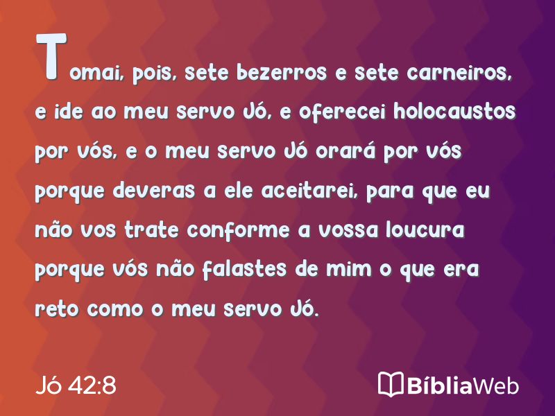 Jó 42:8 em imagem para compartilhar