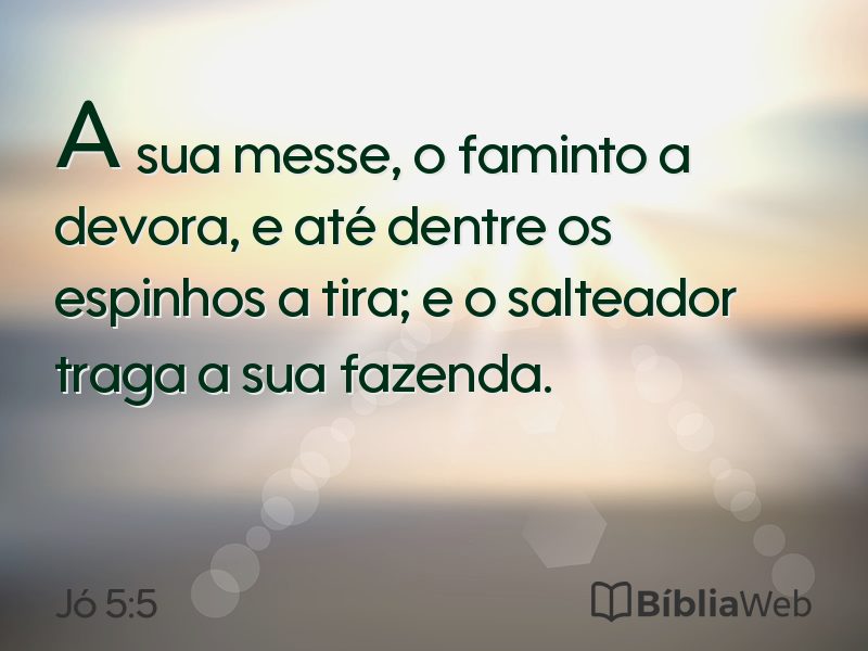 Jó 5:5 em imagem para compartilhar
