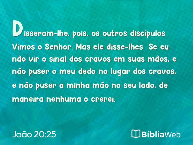 João 20:25 em imagem para compartilhar