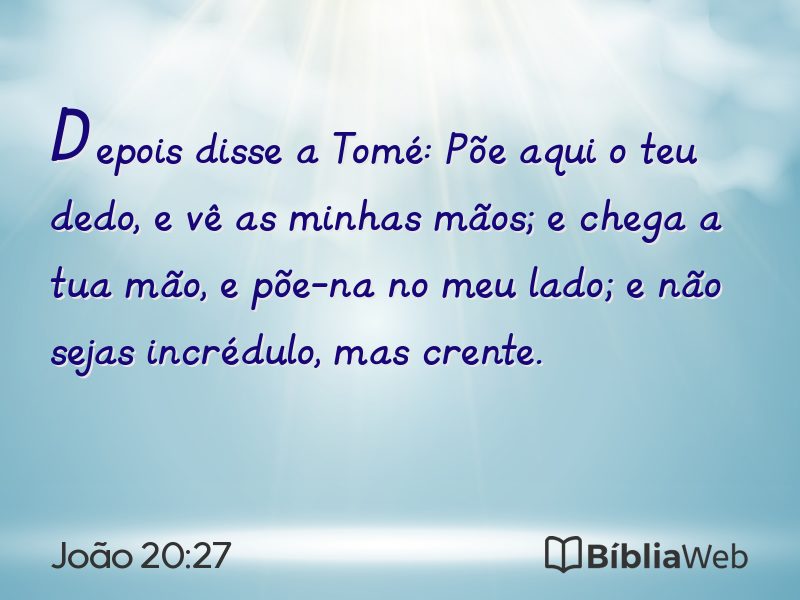 João 20:27 em imagem para compartilhar