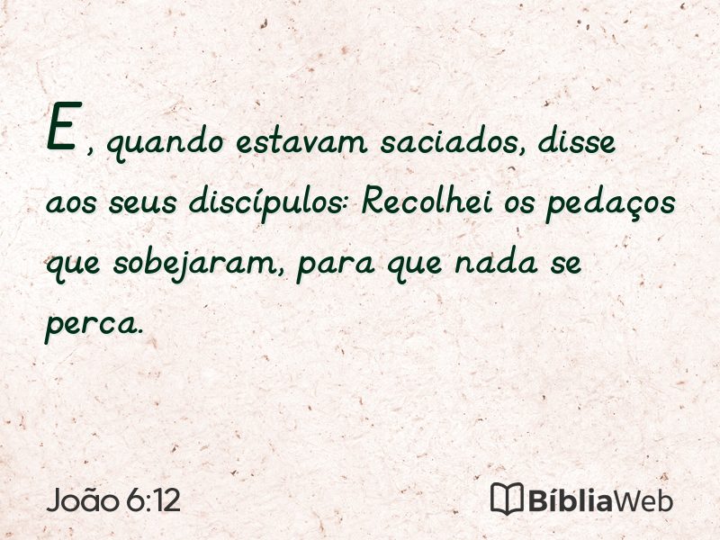 João 6:12 em imagem para compartilhar