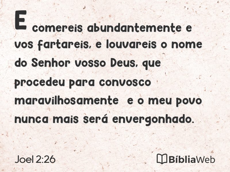 Joel 2:26 em imagem para compartilhar