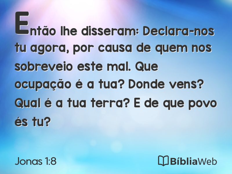Jonas 1:8 em imagem para compartilhar