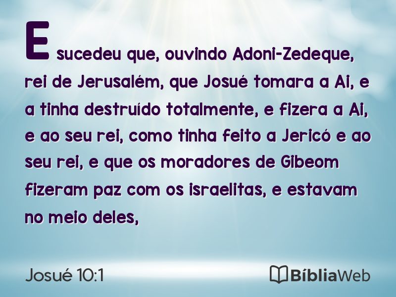 Josué 10:1 em imagem para compartilhar
