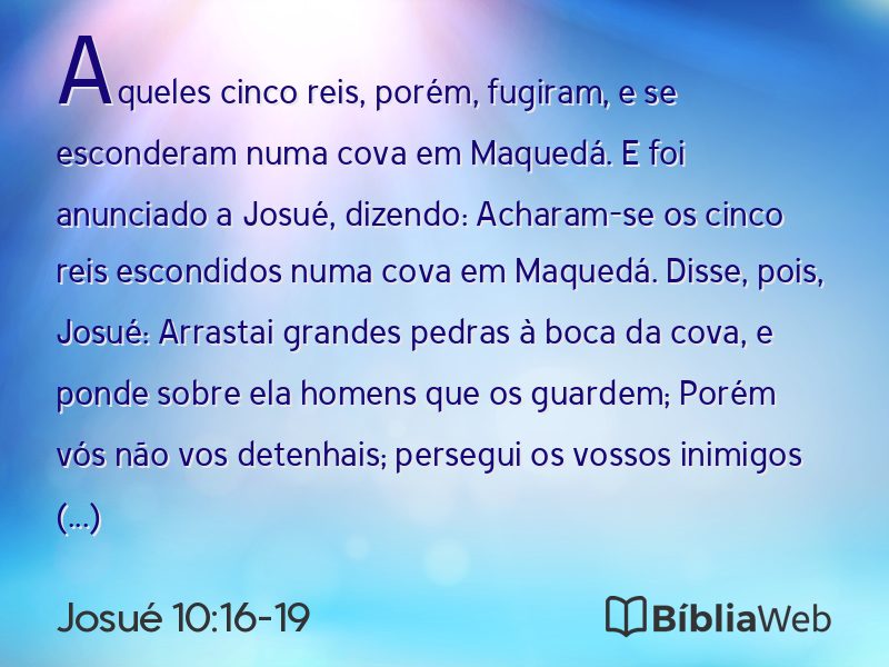 Josué 10:16-19 em imagem para compartilhar