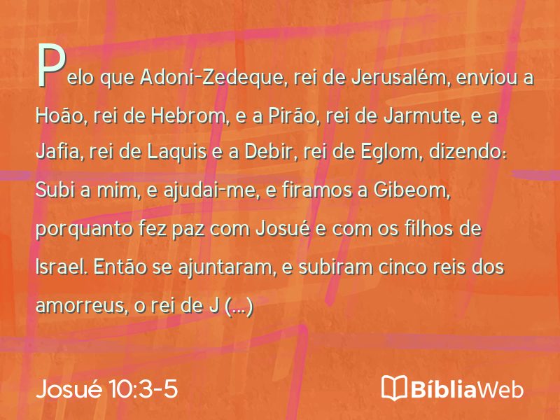 Josué 10:3-5 em imagem para compartilhar