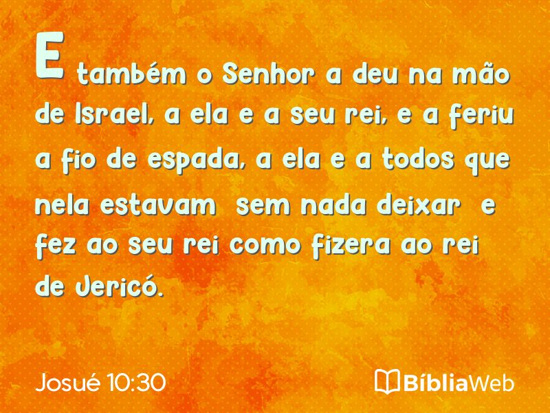 Josué 10:30 em imagem para compartilhar
