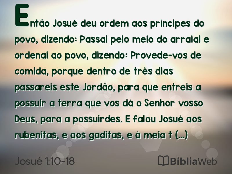 Josué 1:10-18 em imagem para compartilhar