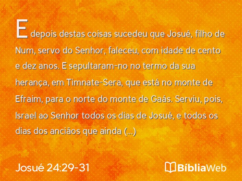 Josué 24:29-31 em imagem para compartilhar