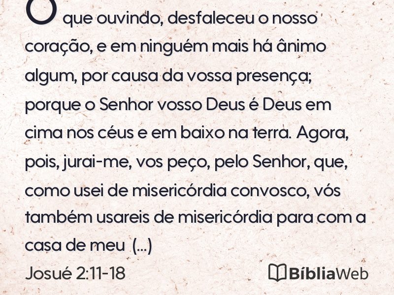 Josué 2:11-18 em imagem para compartilhar