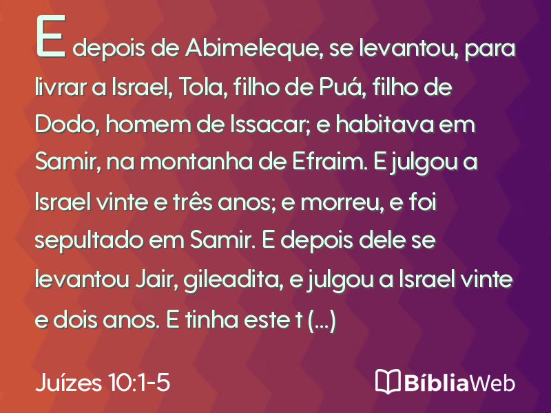 Juízes 10:1-5 em imagem para compartilhar