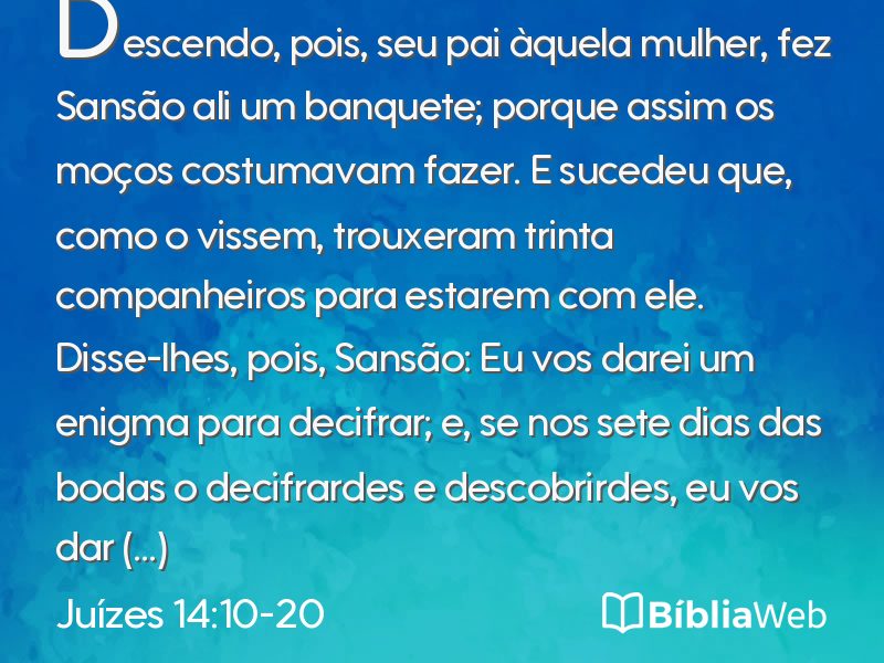 Juízes 14:10-20 em imagem para compartilhar