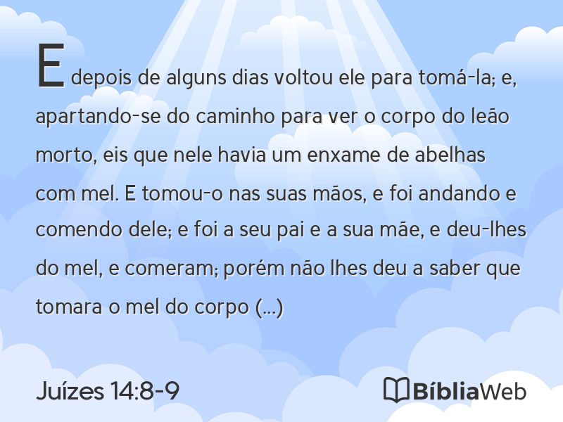 Juízes 14:8-9 em imagem para compartilhar
