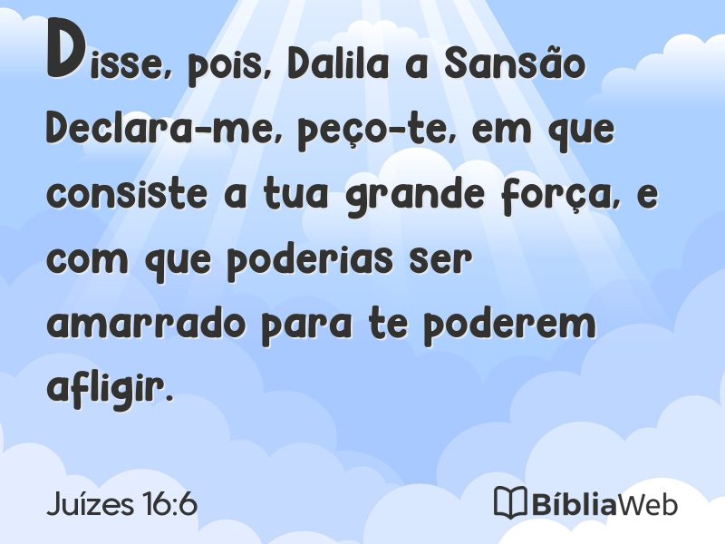 Juízes 16:6 em imagem para compartilhar