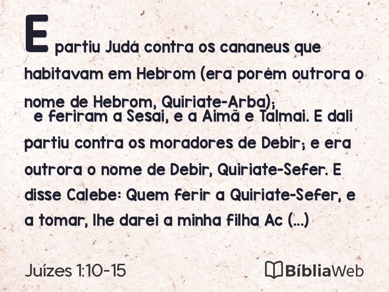 Juízes 1:10-15 em imagem para compartilhar