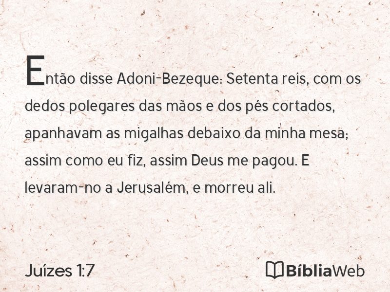 Juízes 1:7 em imagem para compartilhar