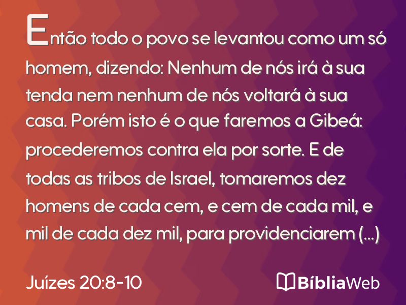 Juízes 20:8-10 em imagem para compartilhar