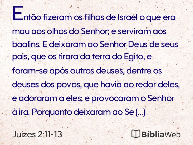 Juízes 2:11-13 em imagem para compartilhar