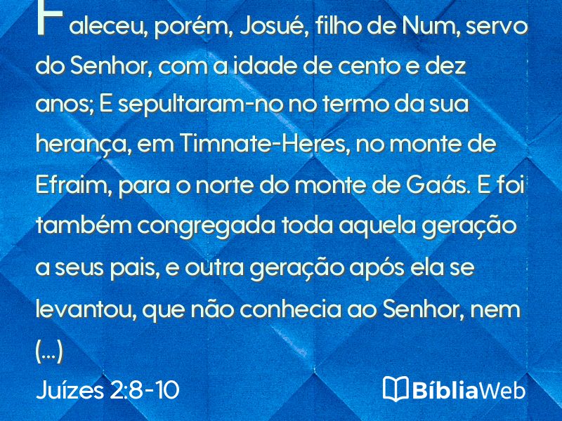 Juízes 2:8-10 em imagem para compartilhar