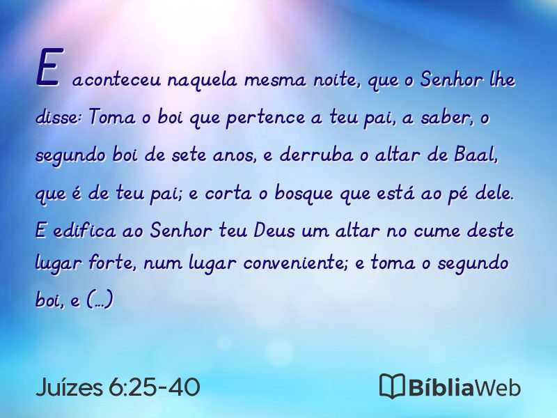 Juízes 6:25-40 em imagem para compartilhar