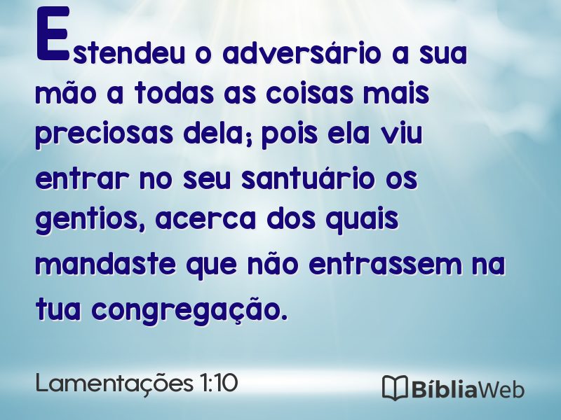 Lamentações 1:10 em imagem para compartilhar