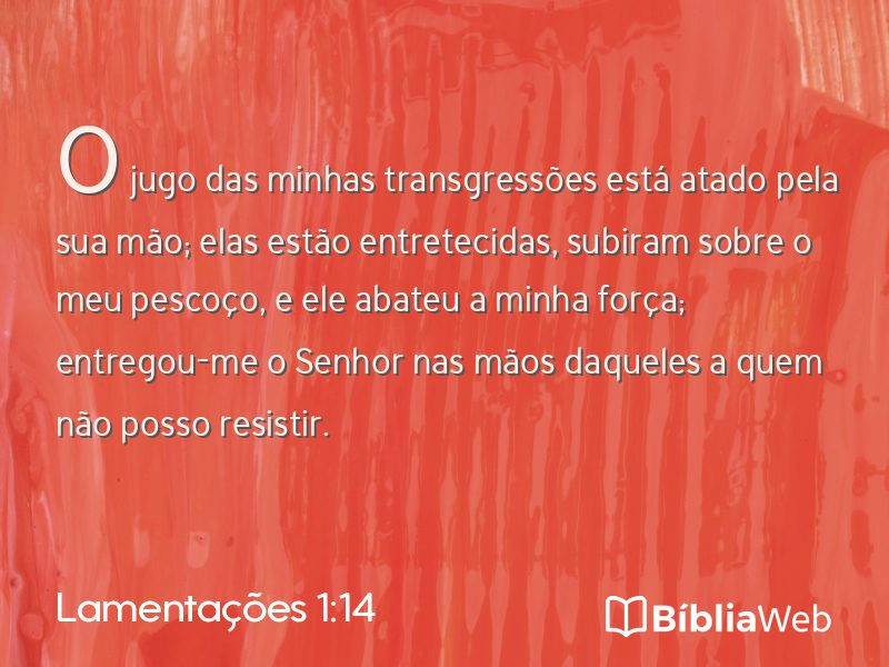 Lamentações 1:14 em imagem para compartilhar
