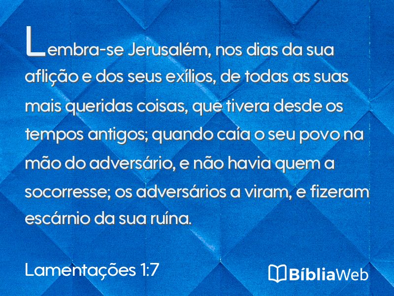 Lamentações 1:7 em imagem para compartilhar