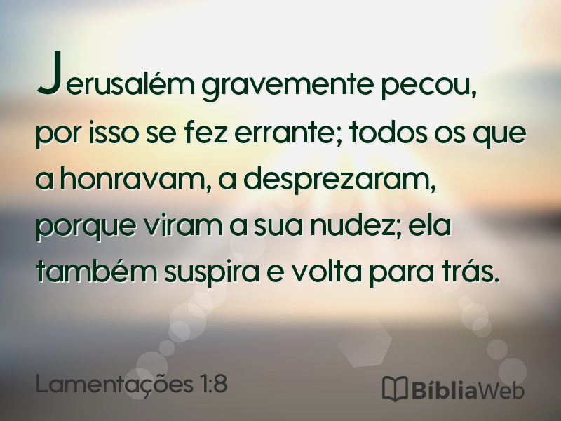 Lamentações 1:8 em imagem para compartilhar