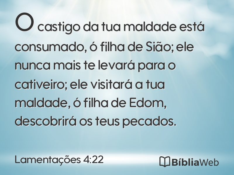 Lamentações 4:22 em imagem para compartilhar