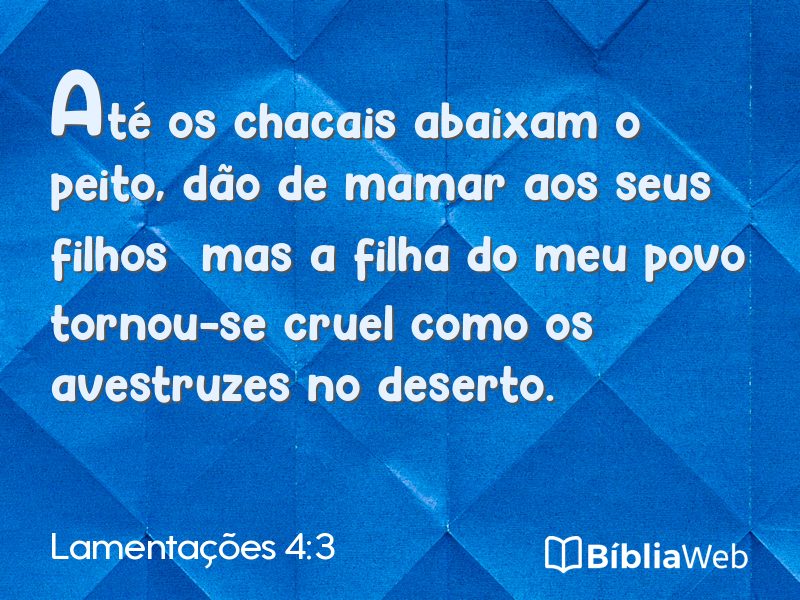 Lamentações 4:3 em imagem para compartilhar