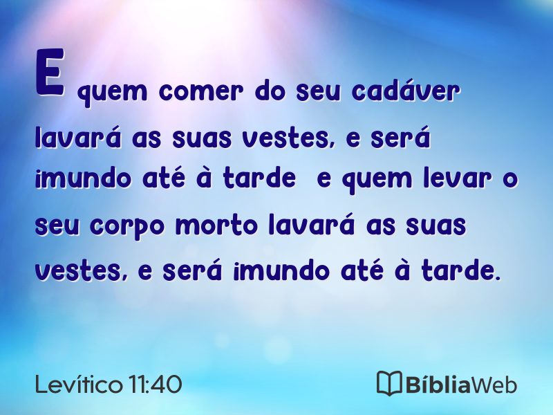Levítico 11:40 em imagem para compartilhar