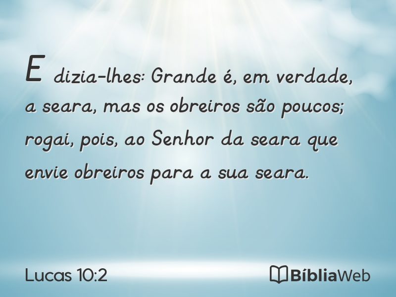 Lucas 10:2 em imagem para compartilhar