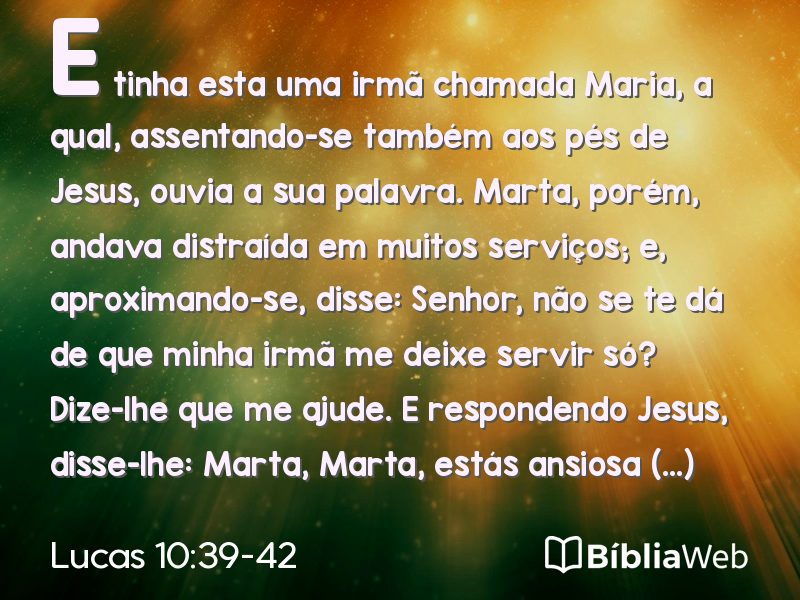 Lucas 10:39-42 em imagem para compartilhar