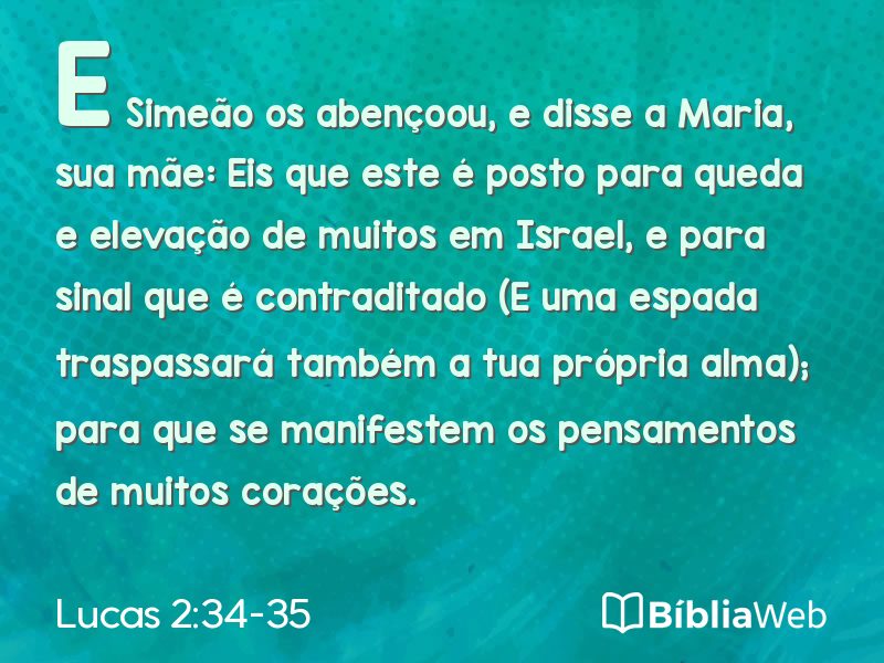 Lucas 2:34-35 em imagem para compartilhar