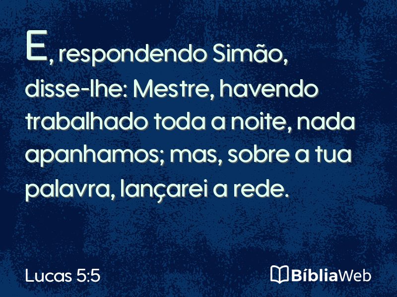Lucas 5:5 em imagem para compartilhar