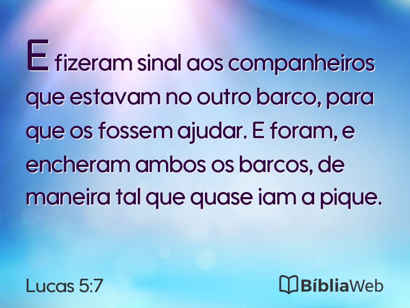 Lucas 5:7 em imagem para compartilhar