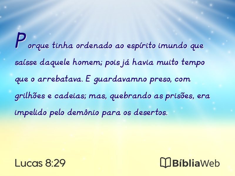 Lucas 8:29 em imagem para compartilhar