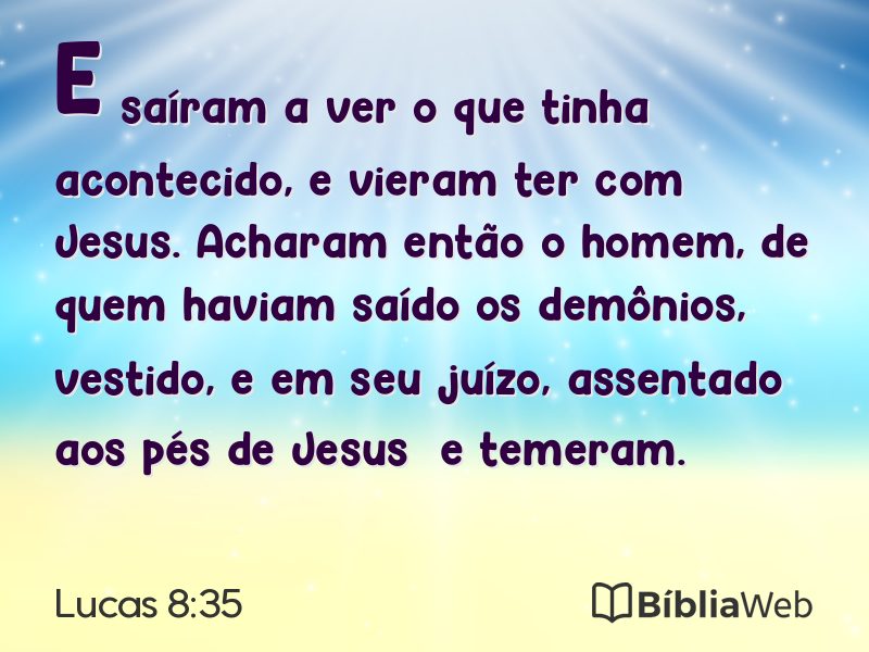 Lucas 8:35 em imagem para compartilhar