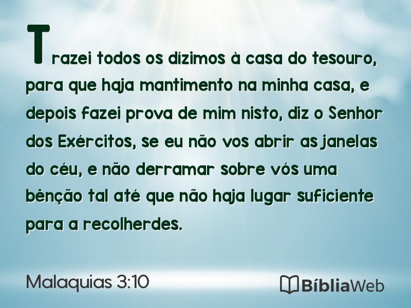 Malaquias 3:10 em imagem para compartilhar