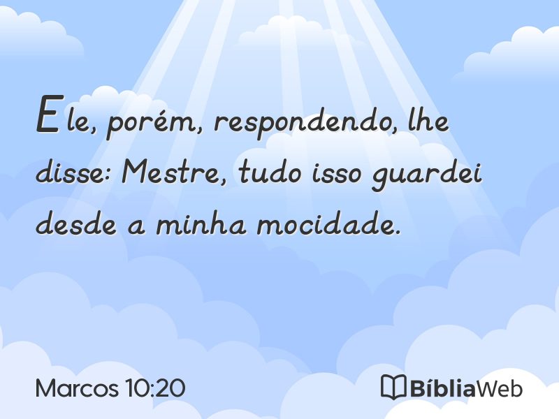 Marcos 10:20 em imagem para compartilhar