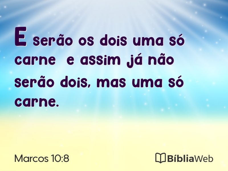 Marcos 10:8 em imagem para compartilhar