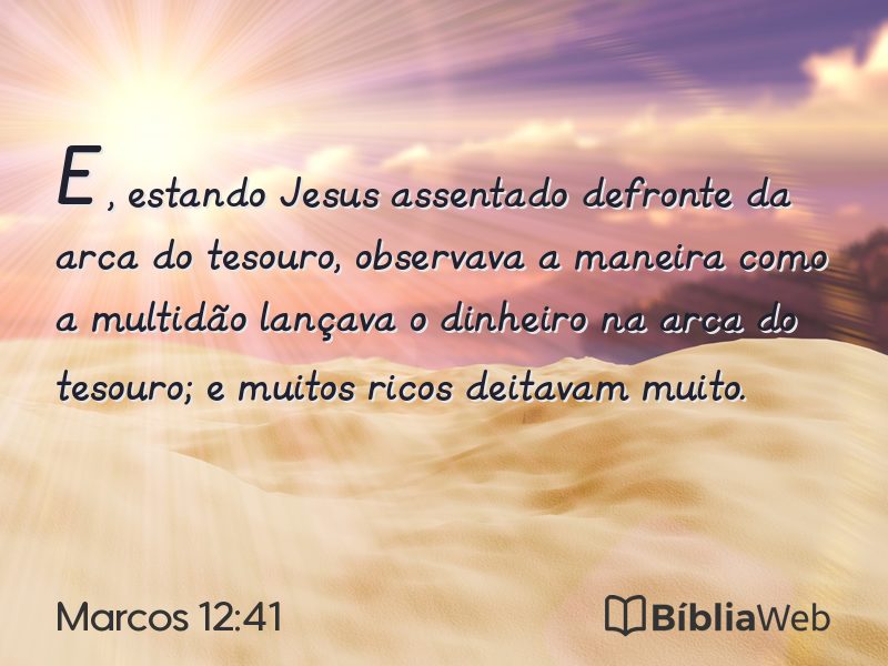 Marcos 12:41 em imagem para compartilhar