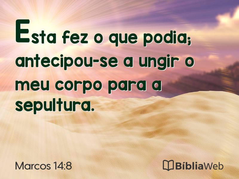 Marcos 14:8 em imagem para compartilhar