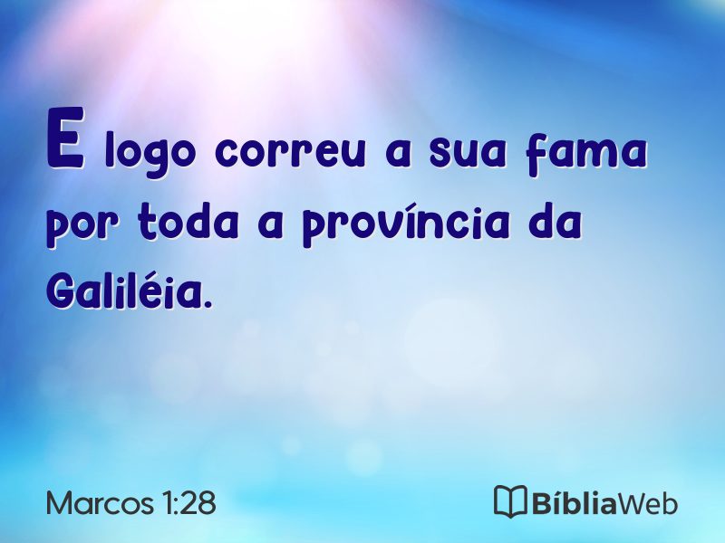 Marcos 1:28 em imagem para compartilhar