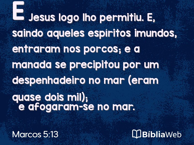 Marcos 5:13 em imagem para compartilhar