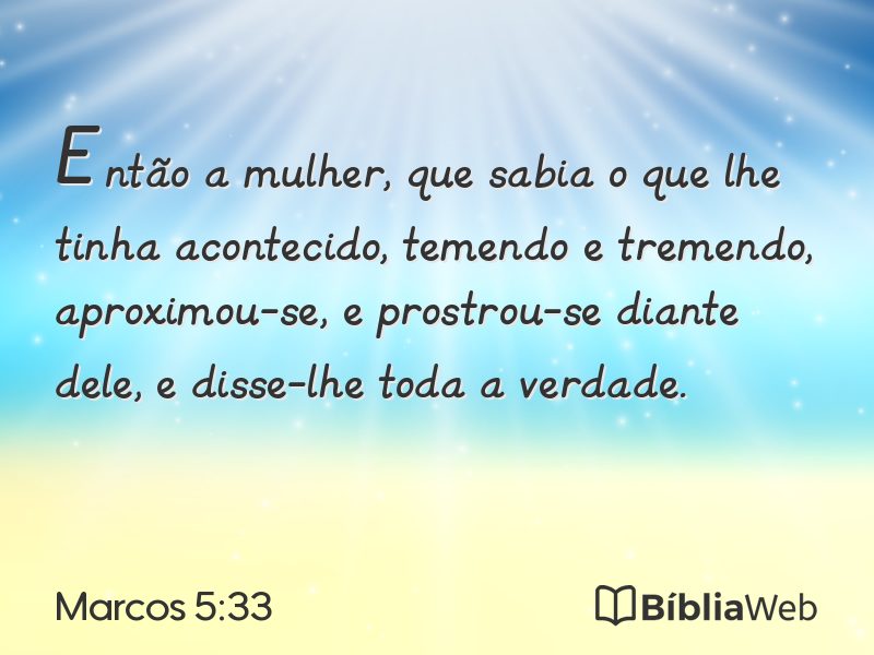 Marcos 5:33 em imagem para compartilhar