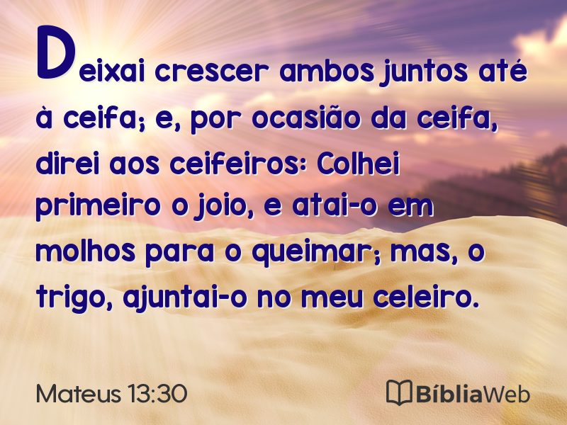 Mateus 13:30 em imagem para compartilhar