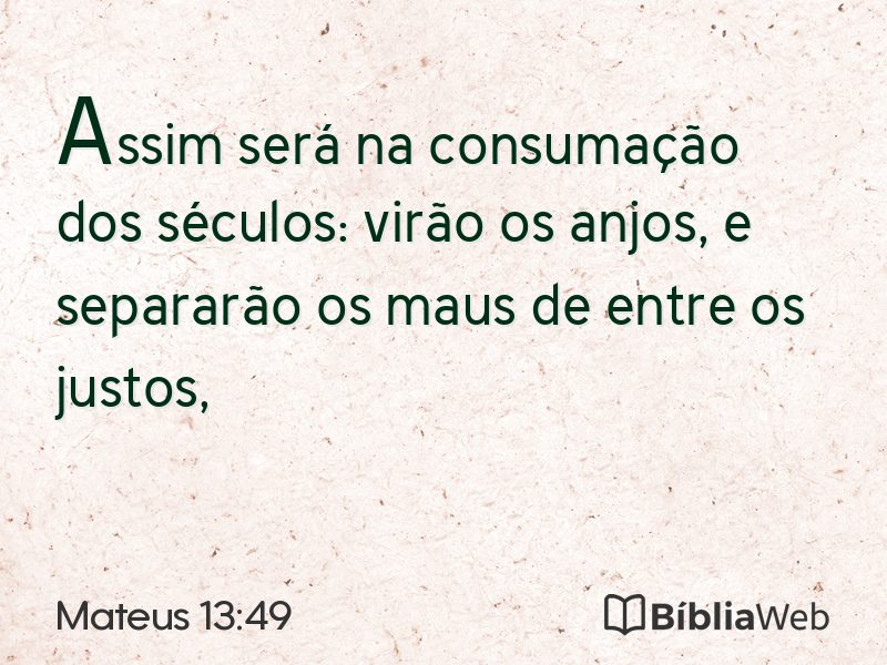 Mateus 13:49 em imagem para compartilhar