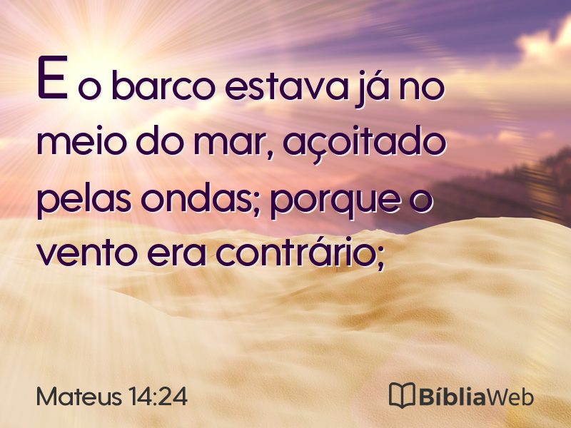 Mateus 14:24 em imagem para compartilhar