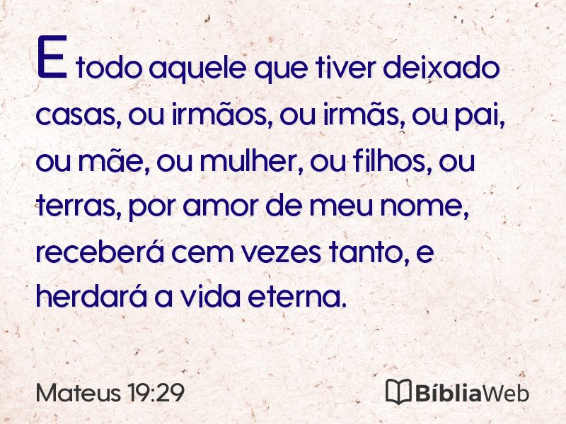 Mateus 19:29 em imagem para compartilhar